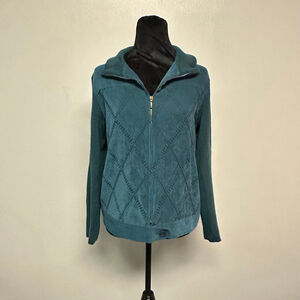 Women's Norton MCnaughton Teal Quilted Jacket Size 6 suede quilted stitch